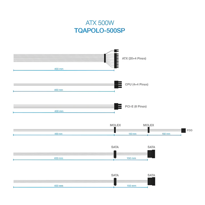 Tooq Fuente Alimentación TQAPOLO-500SP 500W PFC 3