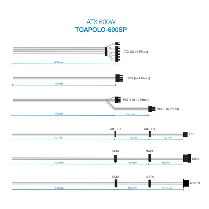 Tooq Fuente Alimentación TQAPOLO-600SP 600W 3