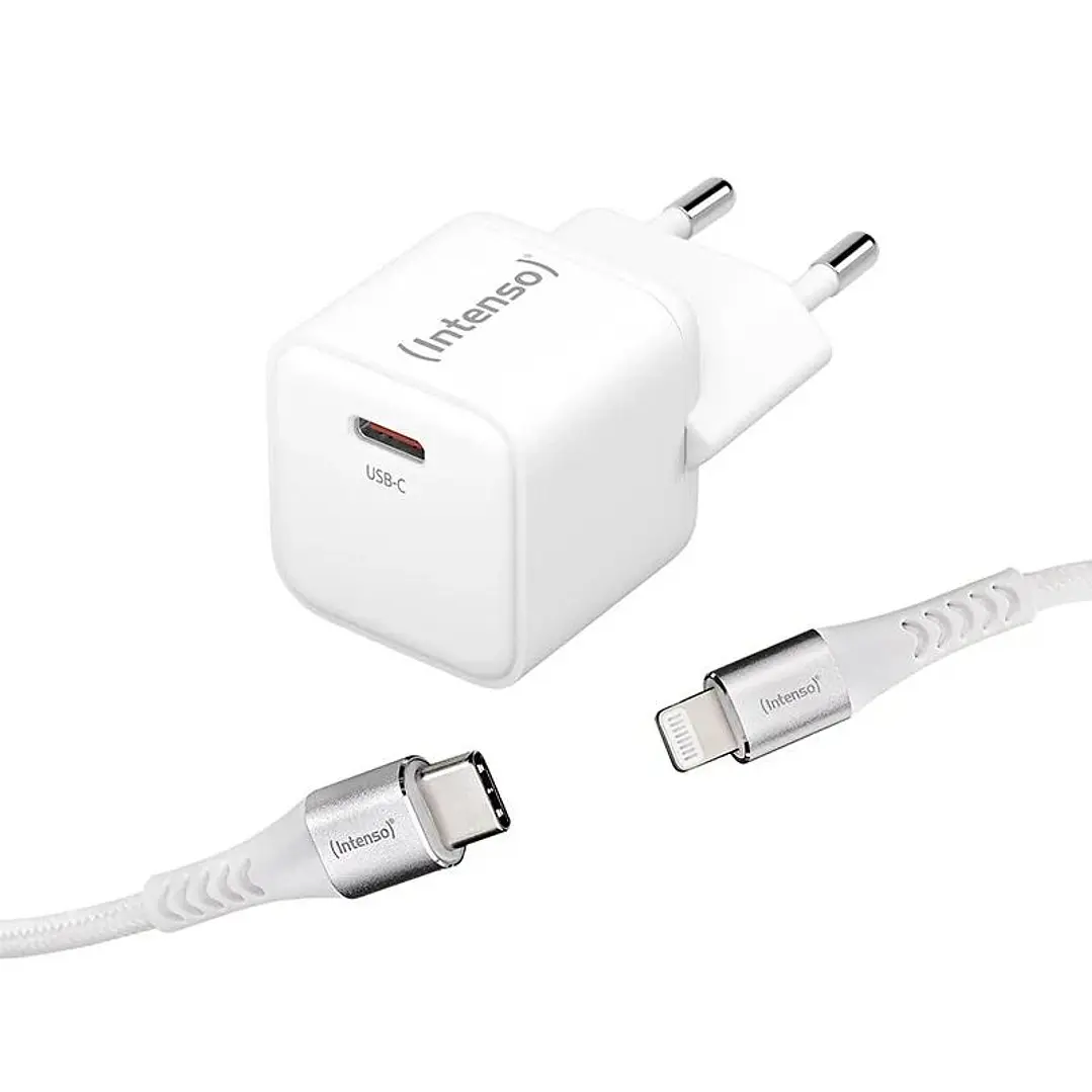 Intenso | KIT Cargador GaN W30C + Cable Lightning 1