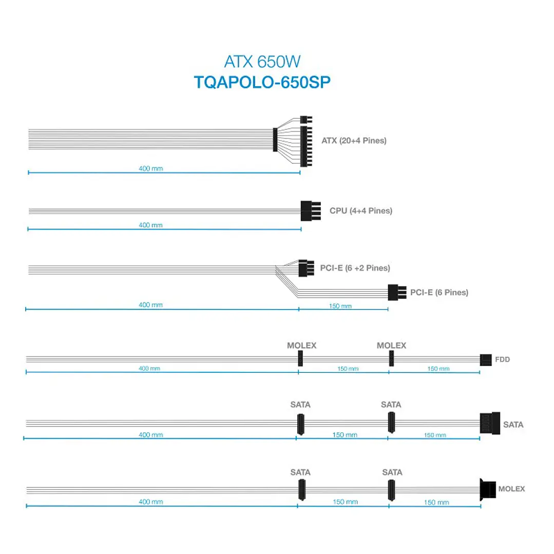 Tooq Fuente Alimentación TQAPOLO-650SP 650W 3