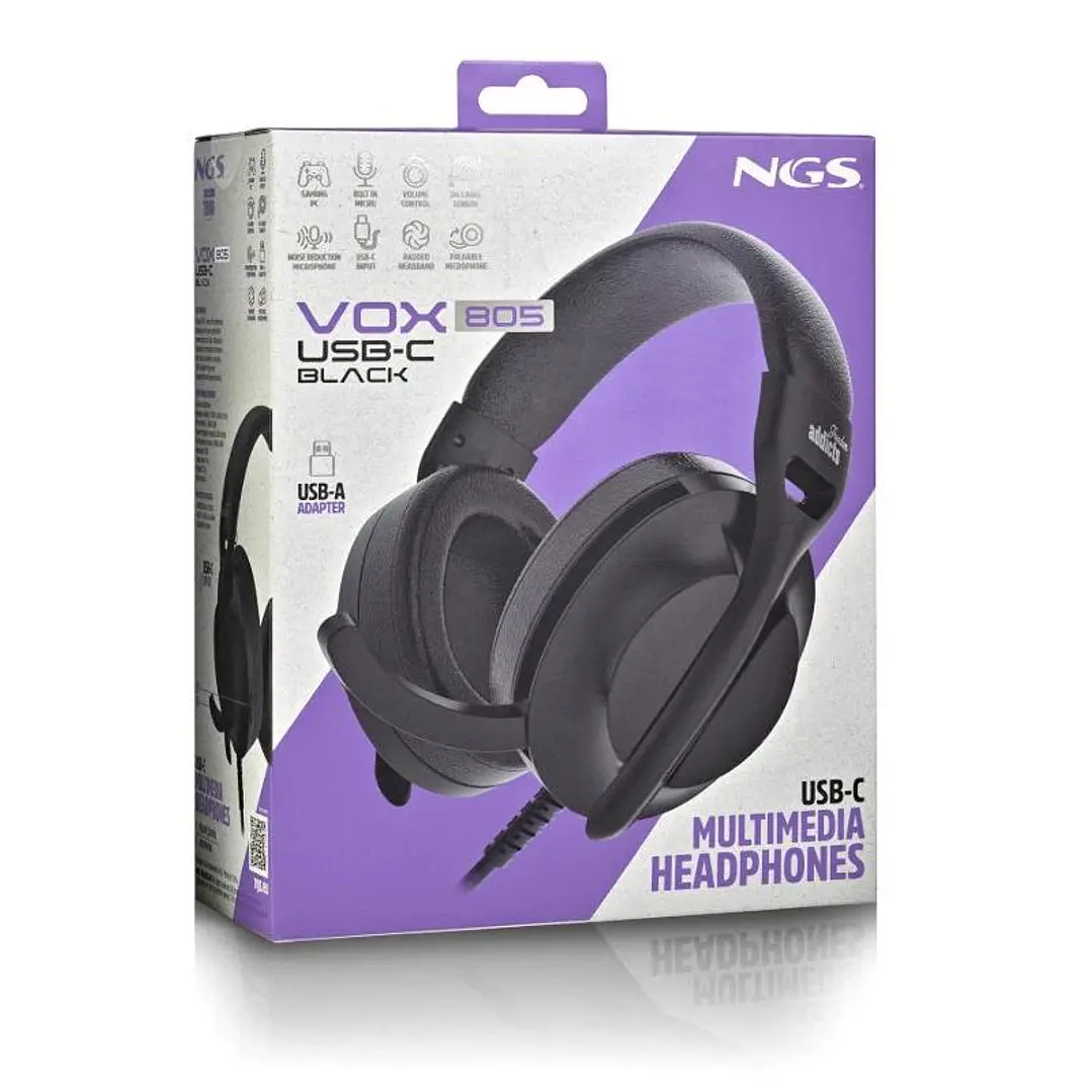 NGS Auriculares Cable USB-C Control Vol. Negro 4