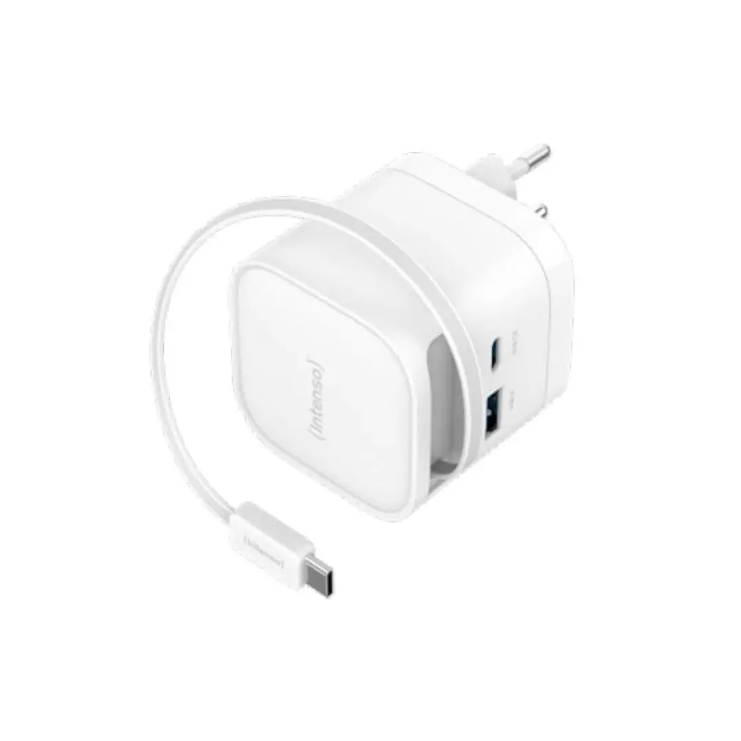 Intenso Cargador GaN W65ACIC retráctil Blanco 1