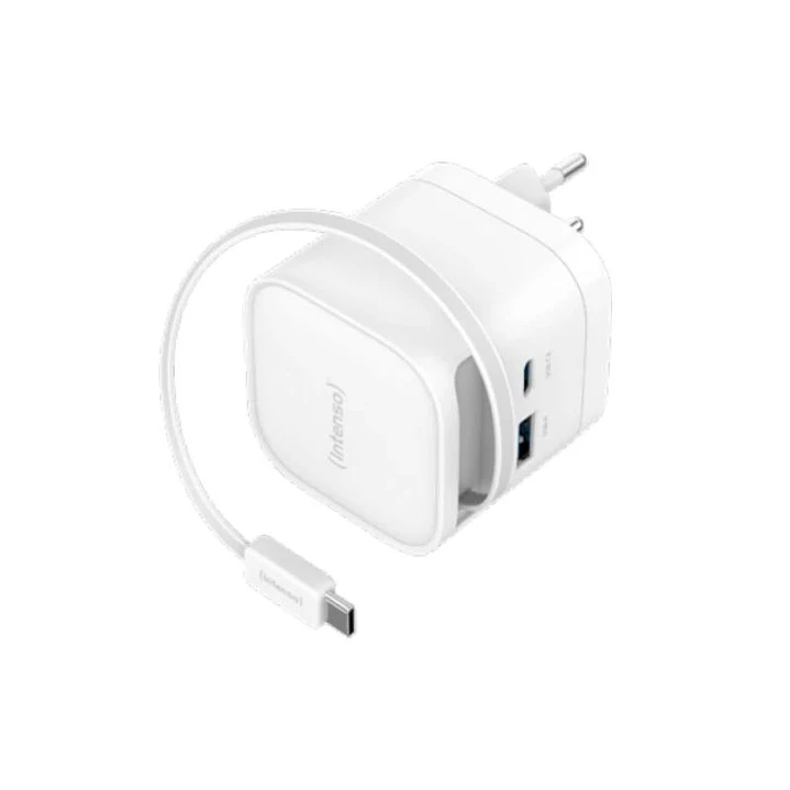 Intenso Cargador GaN W65ACIC retráctil Blanco 1