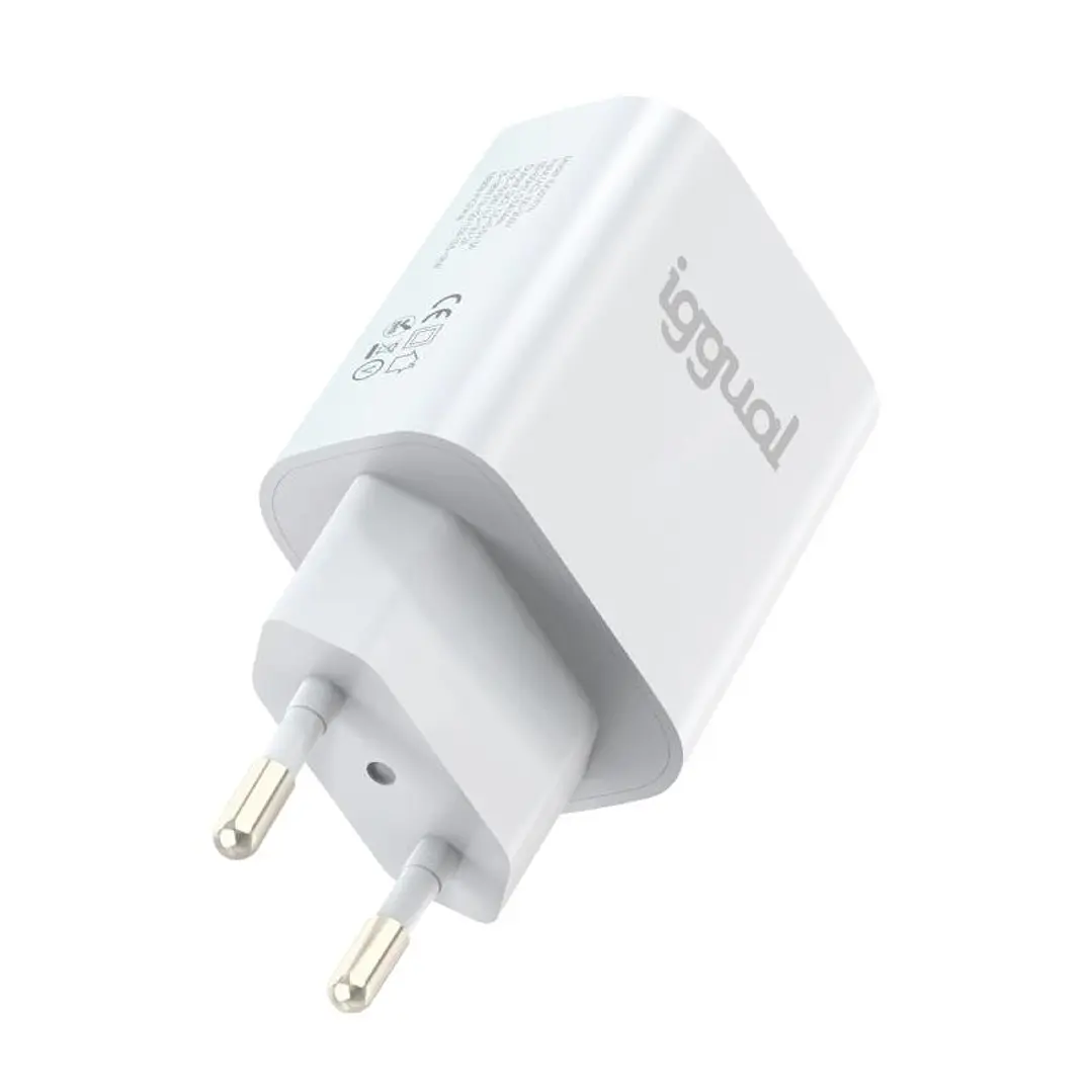 iggual Cargador doble USB QC3.0 + tipo C PD 20W 3