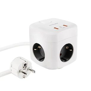 Nanocable Base de enchufe con 3 USB c/ interruptor