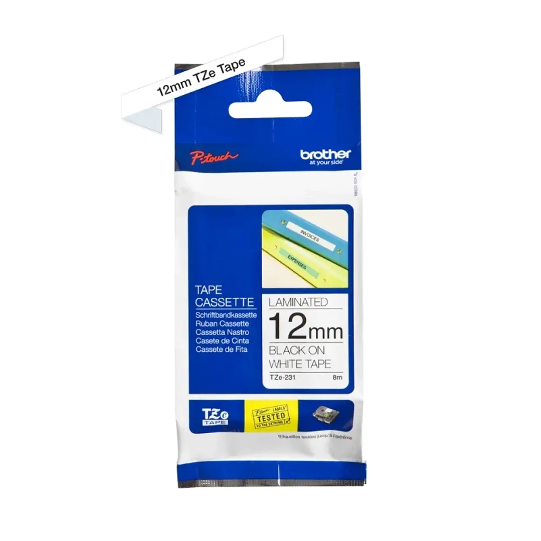 Brother Cinta Tze231 Texto Negro/Blanco 12mm 1