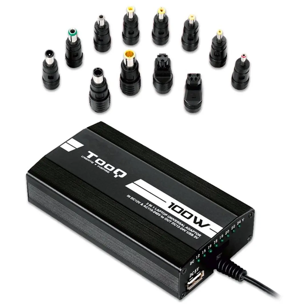 Tooq Cargador portátil 100W 3en1 12 conectores 1