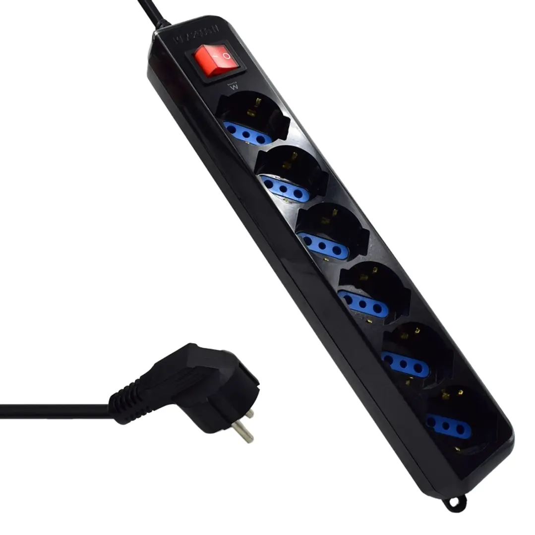Ewent EW3924 Regleta 6 tomas con proteccion Negro 1