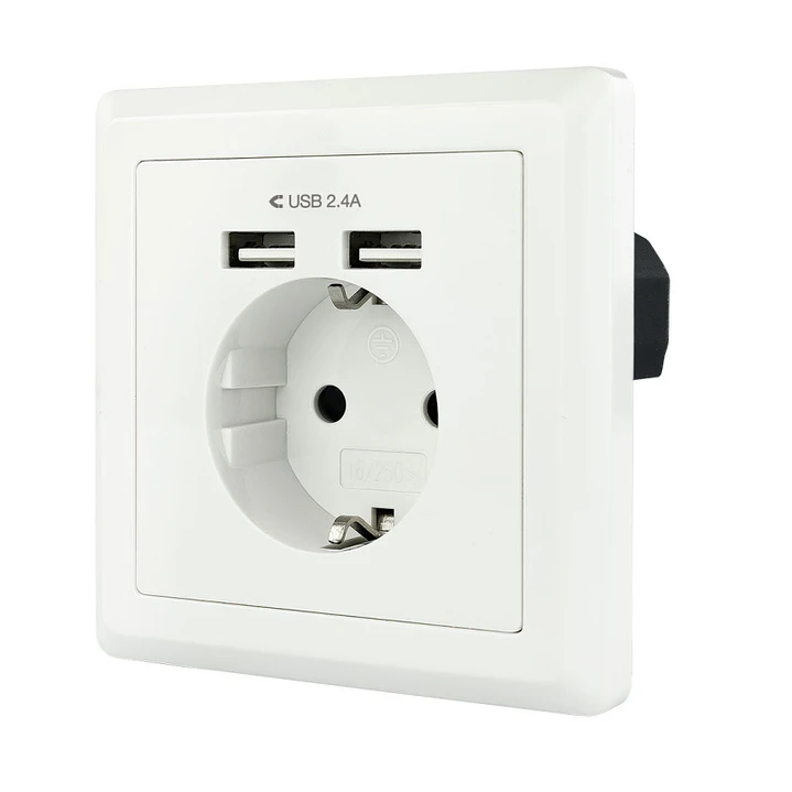 Nanocable Base de enchufe pared schuko+2USB 2.4A 1