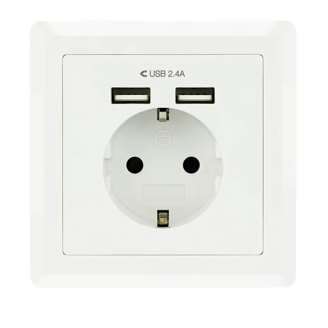 Nanocable Base de enchufe pared schuko+2USB 2.4A 2
