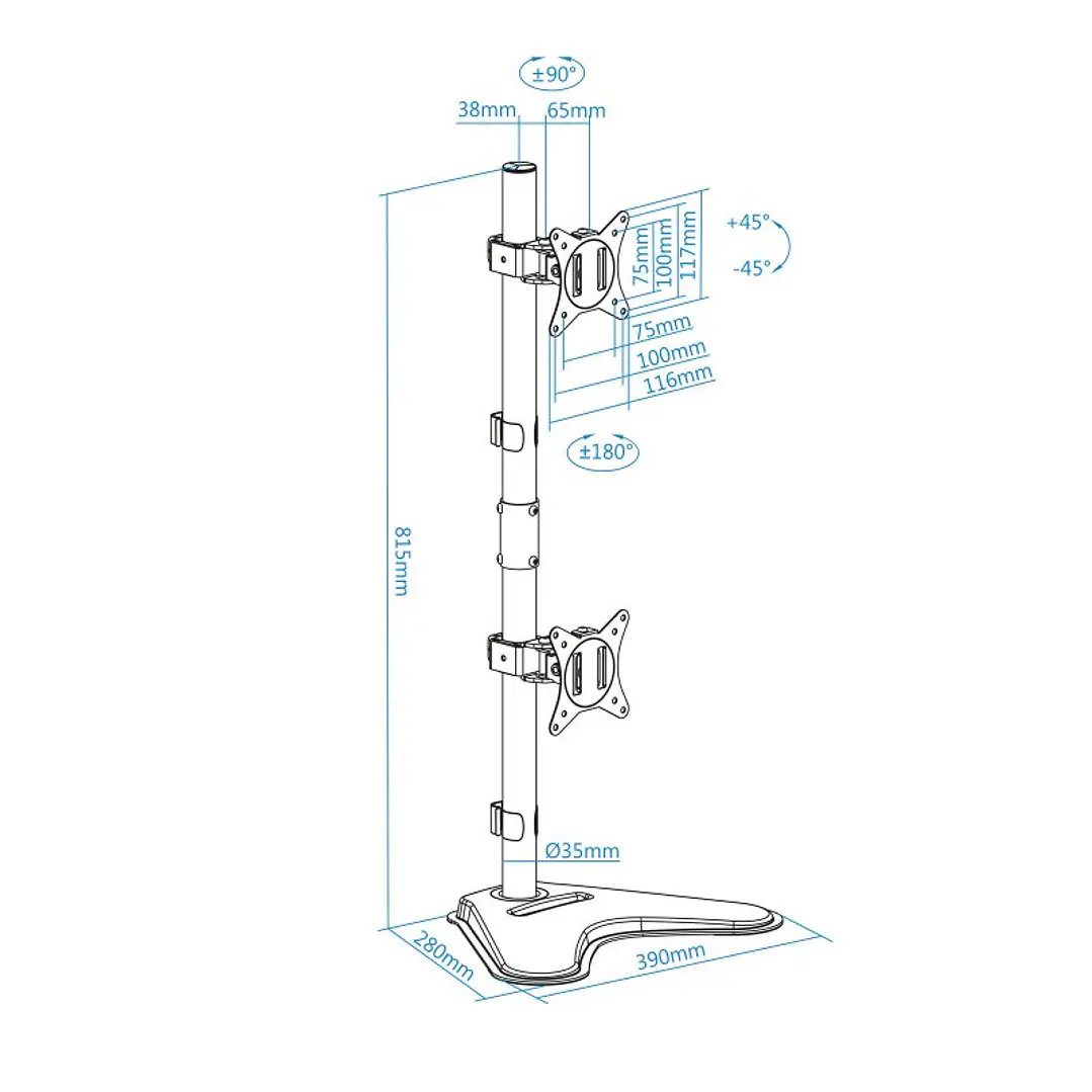 Tooq Soporte mesa DB1703TNV-B  2 brazos Vertical 3