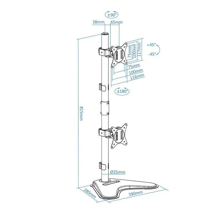 Tooq Soporte mesa DB1703TNV-B  2 brazos Vertical 3