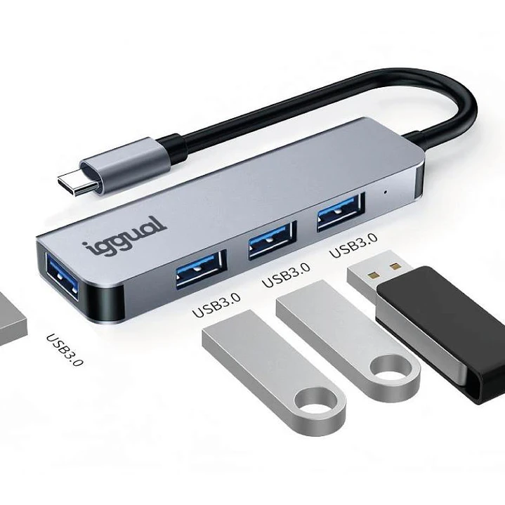 iggual Hub USB 3.0 tipo C x 4 puertos USB-A 3.0 4