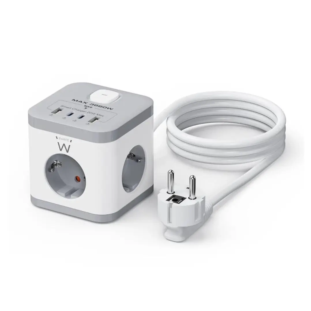 Ewent EW3863 Regleta 3 Tomas SHUCKO+2USB-A+2USB-C 2