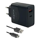 APPROX CARGADOR 45W QC 1 X USB A+ 1 X USB C+CABLE - Miniatura 1