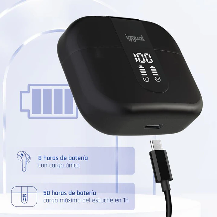 iggual Auriculares inalámbricos TWS Bluetooth negr 3