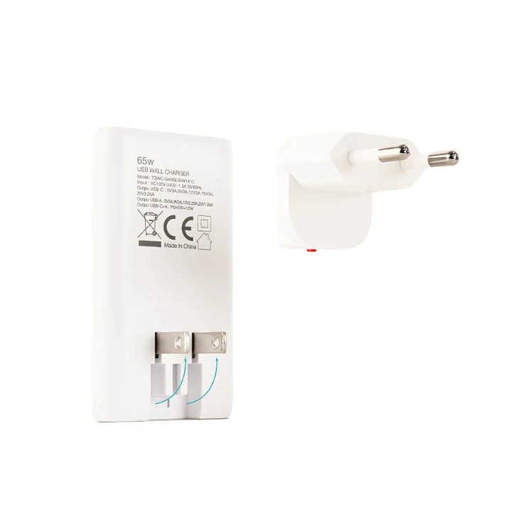 Tooq Cargador pared GAN USB-C/PD + USB-A/QC 65W 2