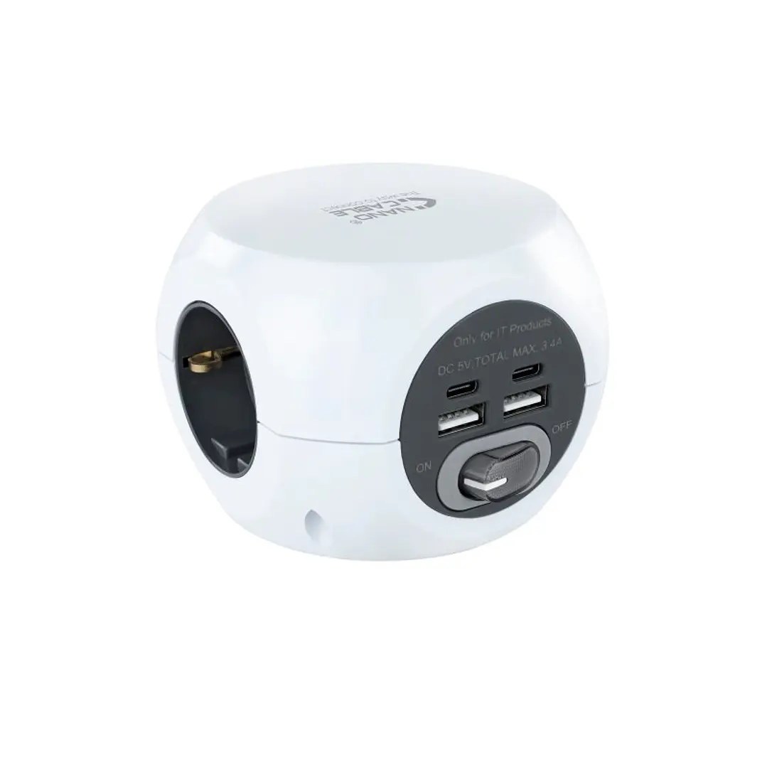 Nanocable Base de enchufes con 4 USB Blanco 1