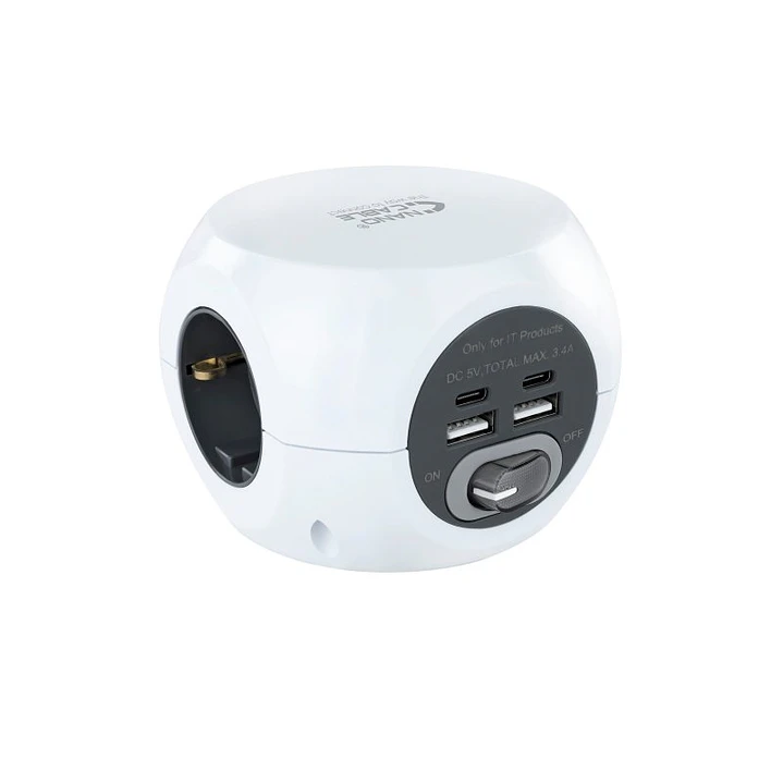 Nanocable Base de enchufes con 4 USB Blanco 1