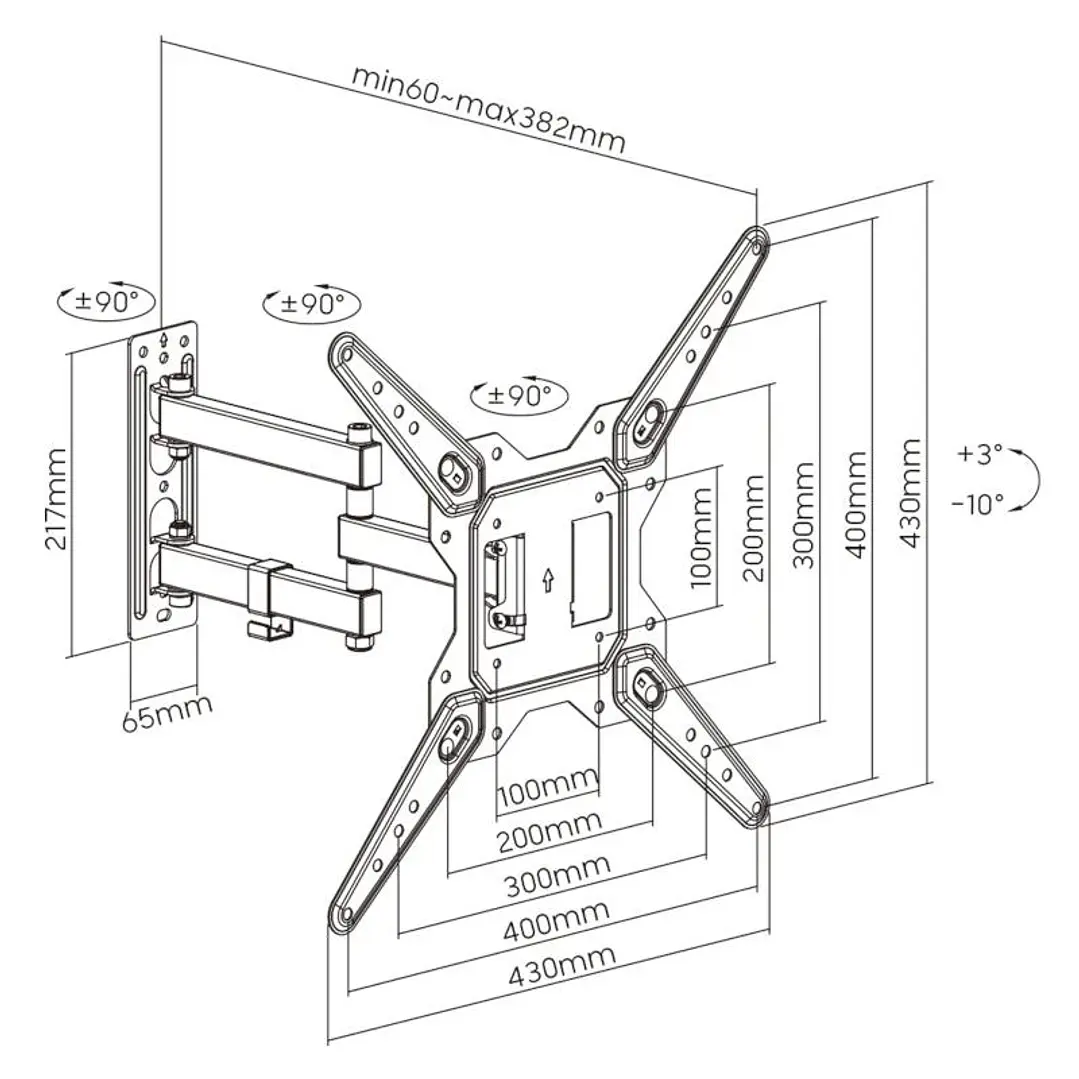 EWENT EW1525 Soporte pared TV ext 3 pivot 23-55