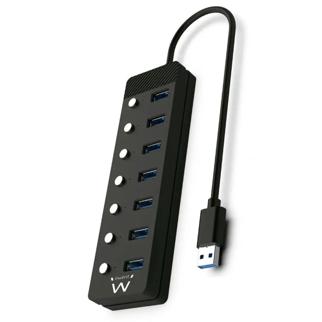 EWENT Hub usb-usb-c 7 ptos interruptor c/alimen. 1