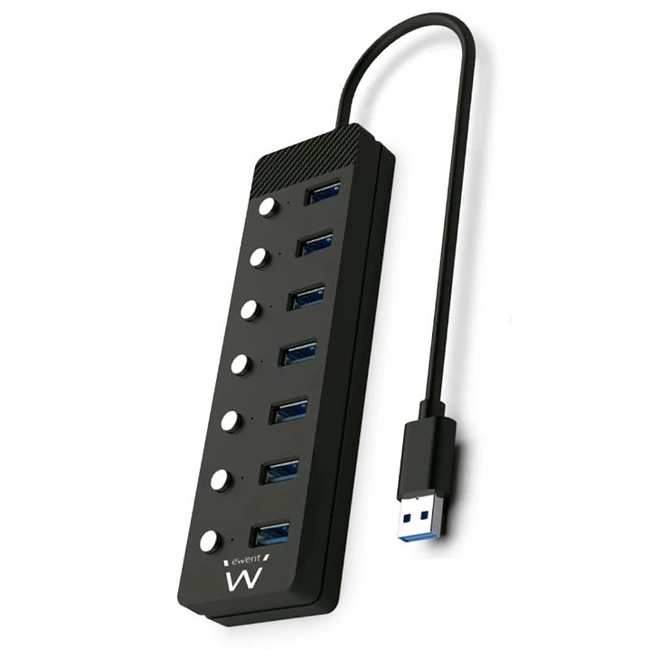 EWENT Hub usb-usb-c 7 ptos interruptor c/alimen. 1