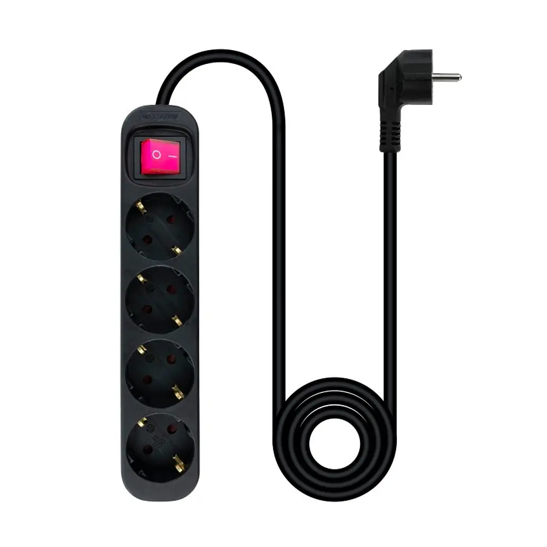 Nanocable Regleta 4 tomas con interruptor Negro 1