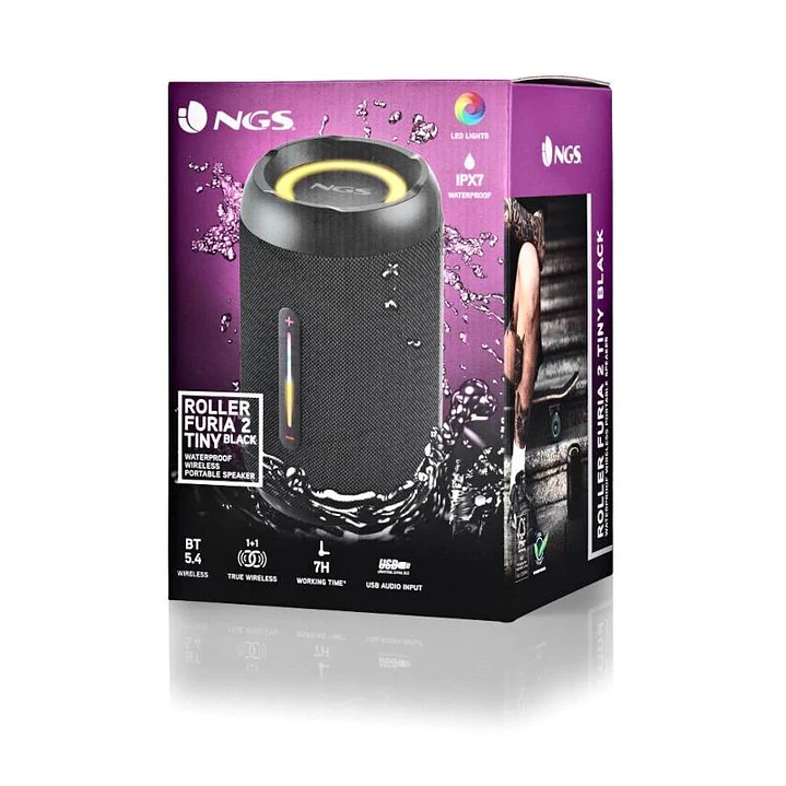 NGS ALTAVOZ PORTATIL BT, LUCES RGB IPX7 2