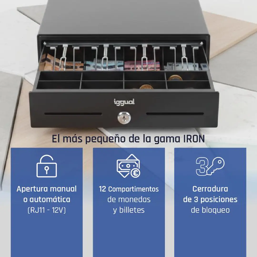 iggual Cajón Portamonedas IRON-XS 33cm 4+8 negro 3