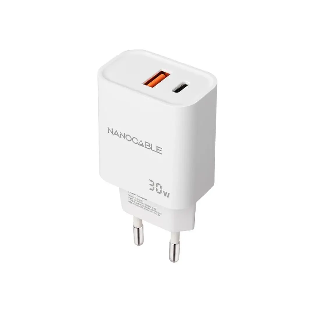 Nanocable Cargador USB-C/PD+USB-A/QC 30W Blanco 2