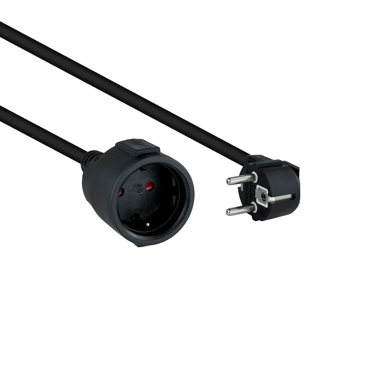Nanocable Cable Alim. Alargador schuko negro 2 M 1