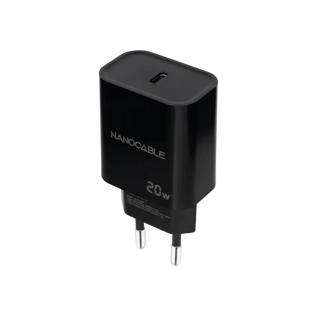 Nanocable Cargador pared USB-C PD 20W Negro 1