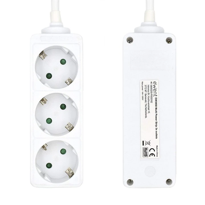 Ewent Ew3958 Regleta 3 tomas Blanco 2
