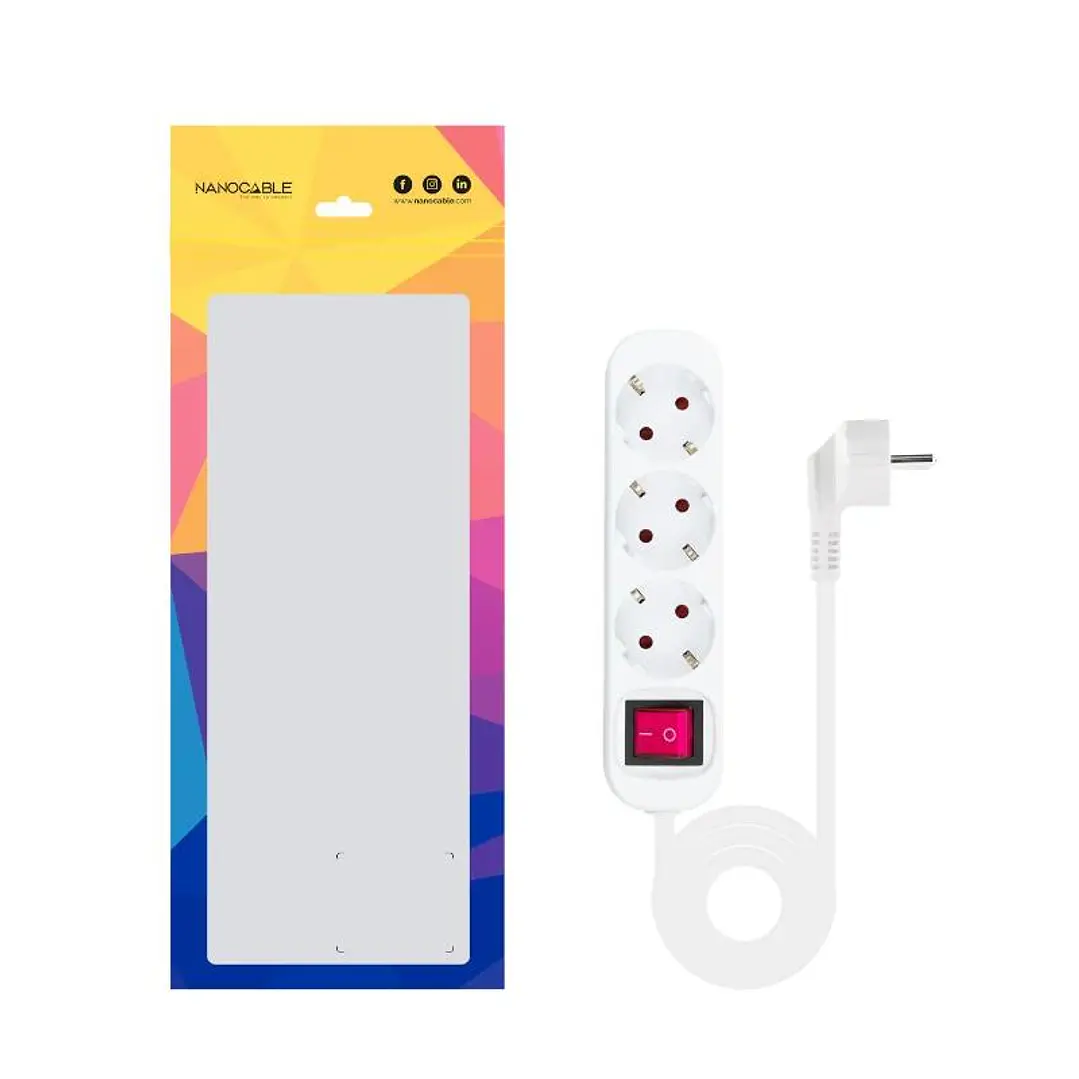 Nanocable Regleta 3 Tomas Interruptor Blanco 3