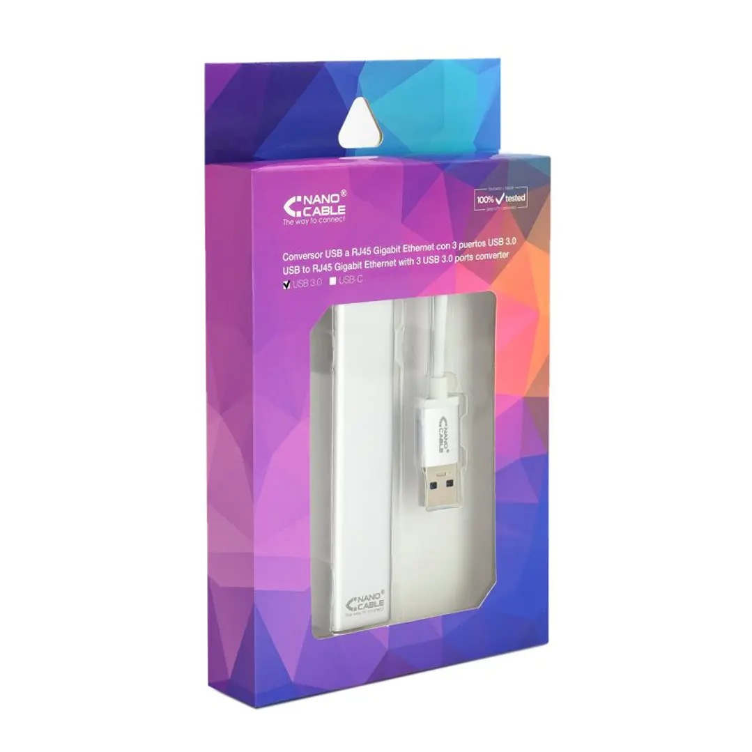 Nanocable Conversor USB 3.0 Ethernet + 3xUSB 3.0 3