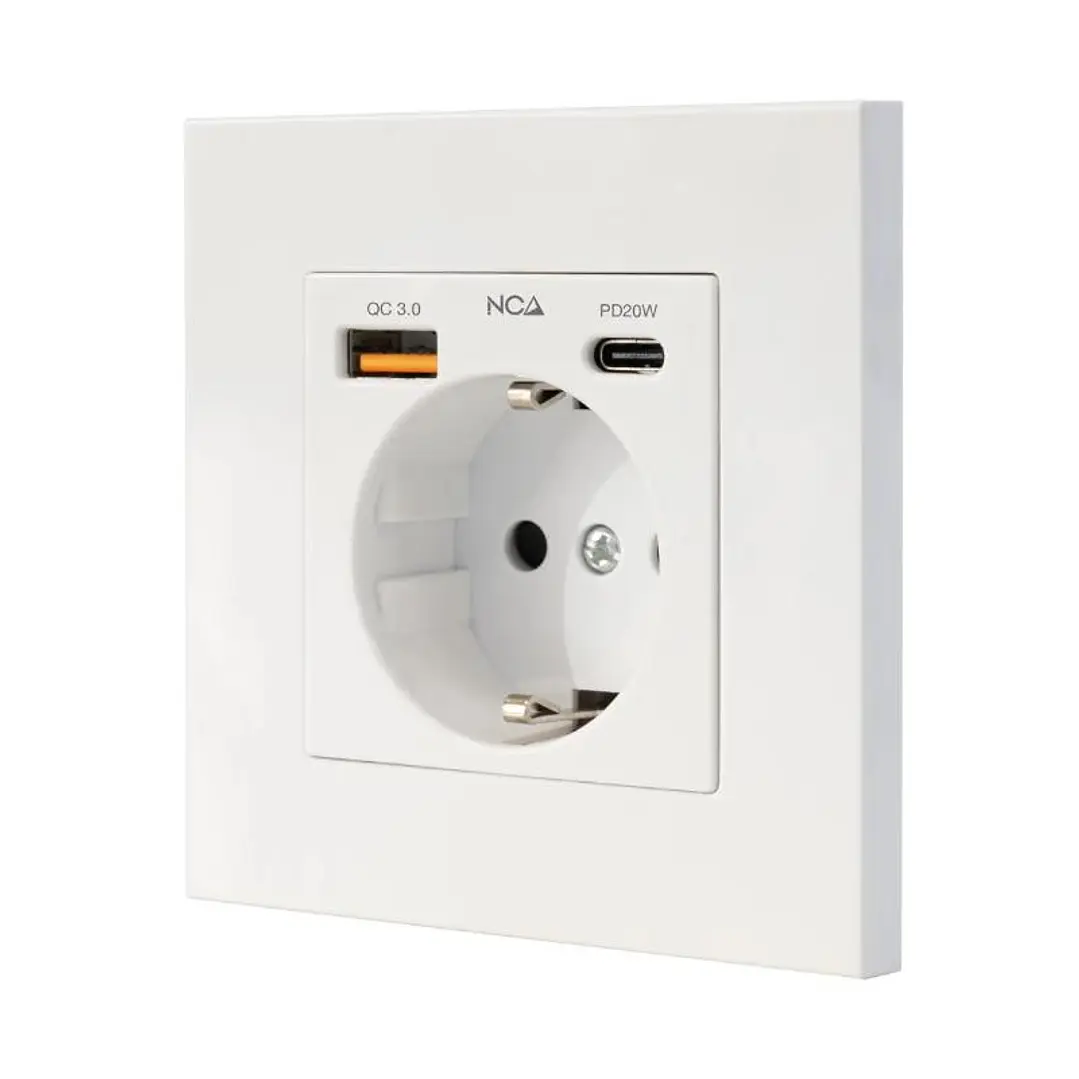 Nanocable Base Pared toma SCHUKO 2USB-C PD20W 1