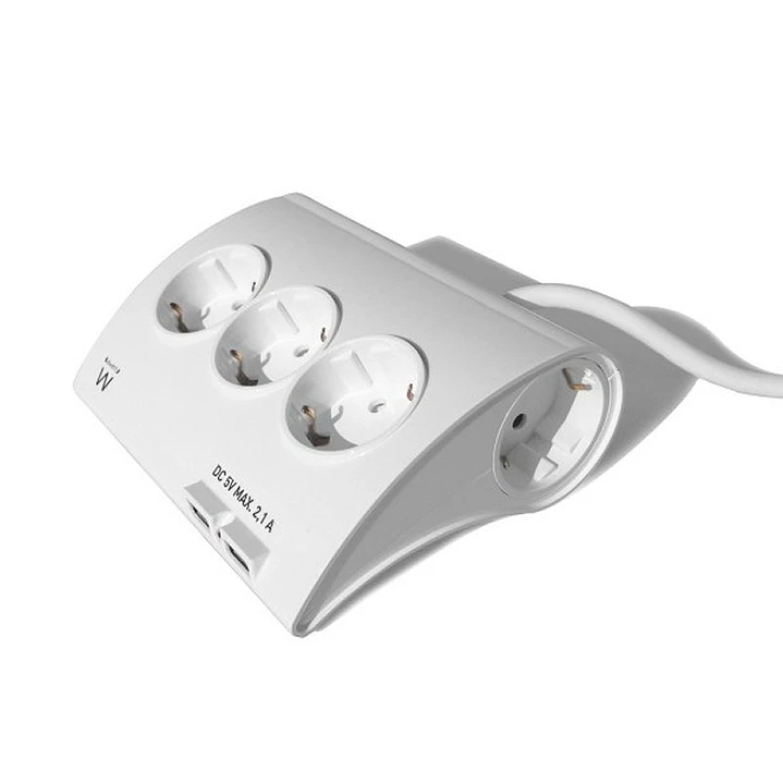 EWENT EW3935 Regleta 5 Schuko + 2 usb 2.1A 1