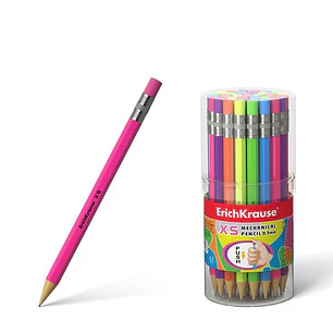 Erichkrause Portaminas Xs 05 mm - Mini-Lapiz Mecanico Hexagonal - Carcasa y Borrador en Colores Neon Brillantes - Dureza HB - Minas de 05 mm de Diamet