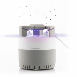 Innovagoods KL Silen Lampara USB Antimosquitos por Succion - Luz LED UV - Silenciosa - Alcance hasta 50m2 - Facil Limpieza - 12x14cm - Color Blanco y 
