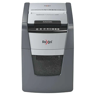 Rexel Optimum Autofeed 100M Destructora Automatica de Microcorte P-5 - Autoalimentacion 100 Hojas, Manual 6 Hojas - Ultrasilenciosa - Color Gris/Plata