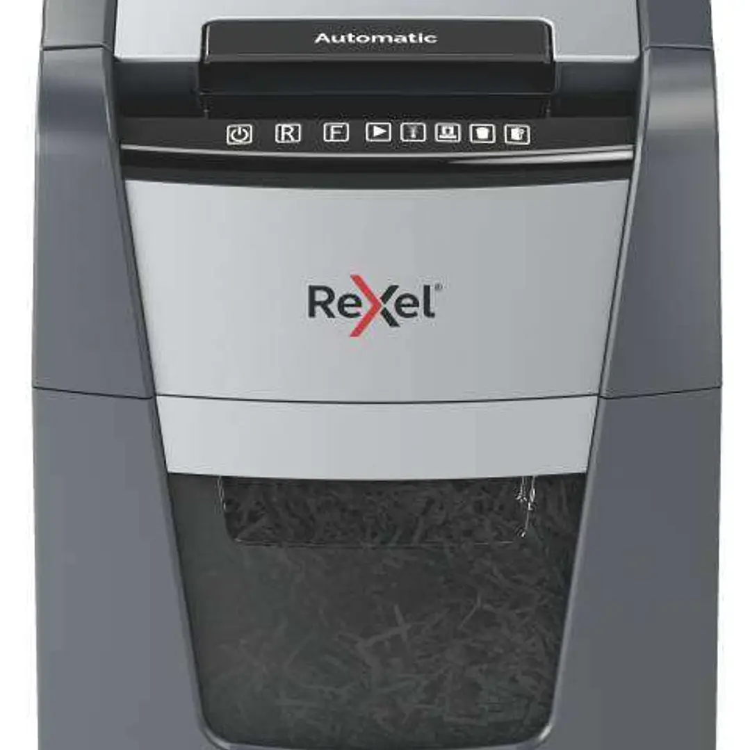 Rexel Optimum Autofeed 100M Destructora Automatica de Microcorte P-5 - Autoalimentacion 100 Hojas, Manual 6 Hojas - Ultrasilenciosa - Color Gris/Plata 1