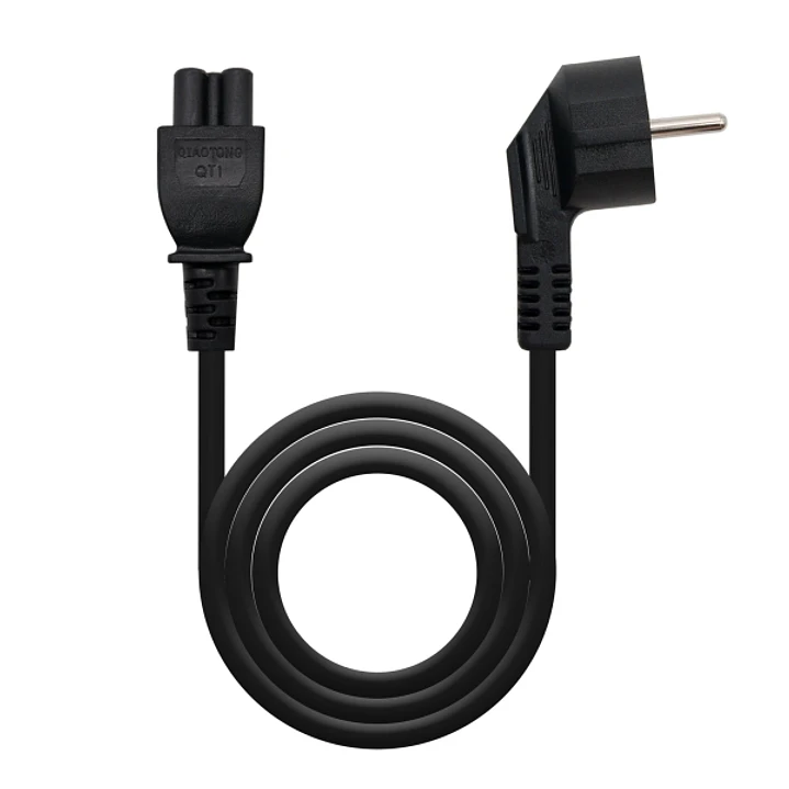 Nanocable Cable de Alimentacion CEE7 Acodado Macho a M-C5 Hembra Trebol 3m - Color Negro 1