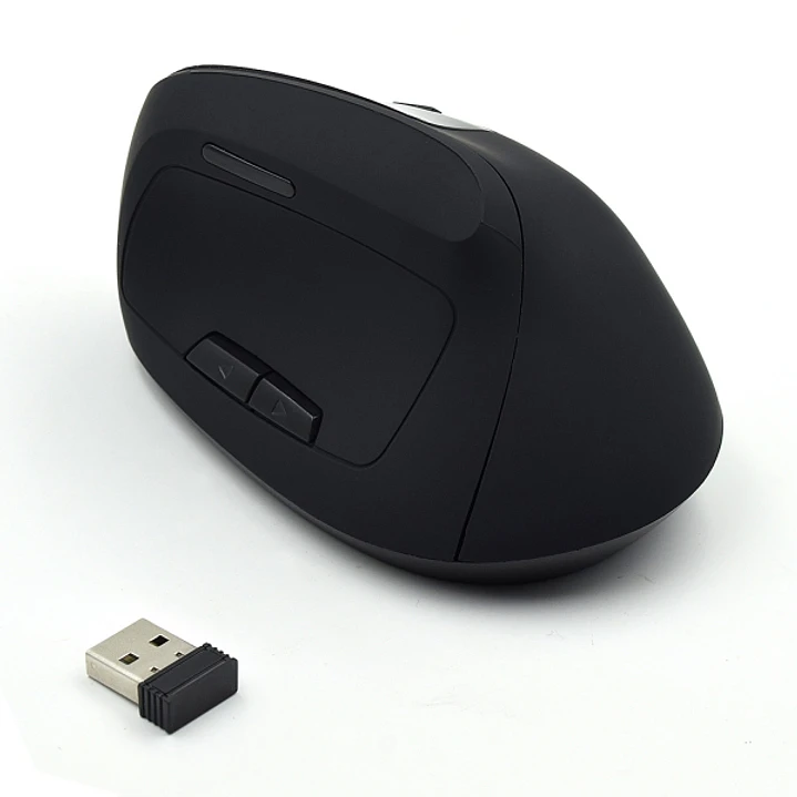 Ewent Raton Inalambrico 2.4hz - Raton Vertical Ergonomico - DPI Seleccionable 800-1200-2400dpi -Bateria Recargable de Litio 400mAh - Color Negro 1
