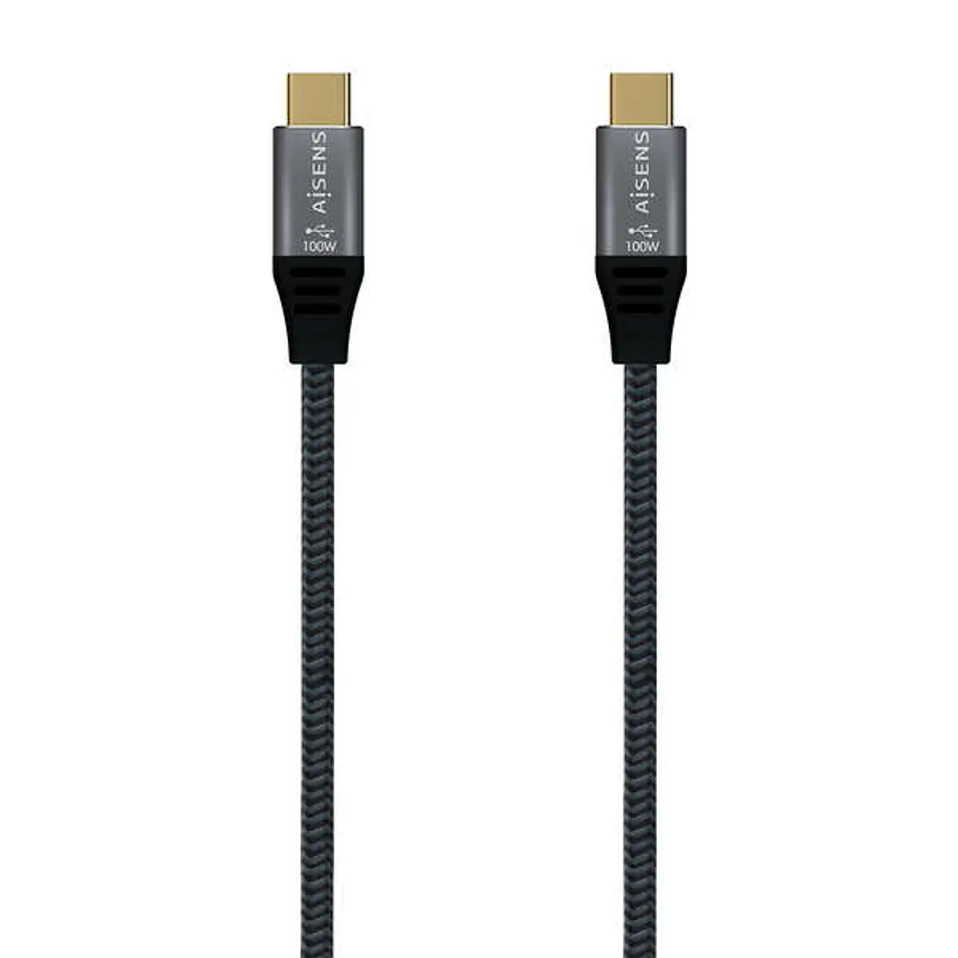 Aisens Cable USB 3.2 GEN2x2 Aluminio 20GBPS 5A 100W E-MARK - TIPOUSB-C/M-USB-C/M - 2.0M - Color Gris 1
