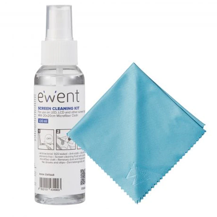 Ewent Kit Spray Limpiador Pantallas 100ml + Paño Microfibra 1