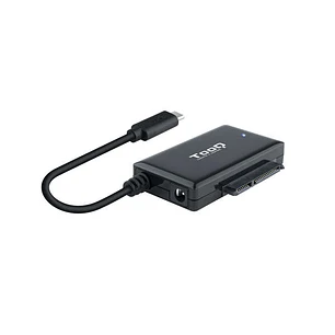 Tooq Adaptador USB 3.0 USB-C a SATA para Discos Duros de 2.5 y 3.5 con Alimentador - Color Negro