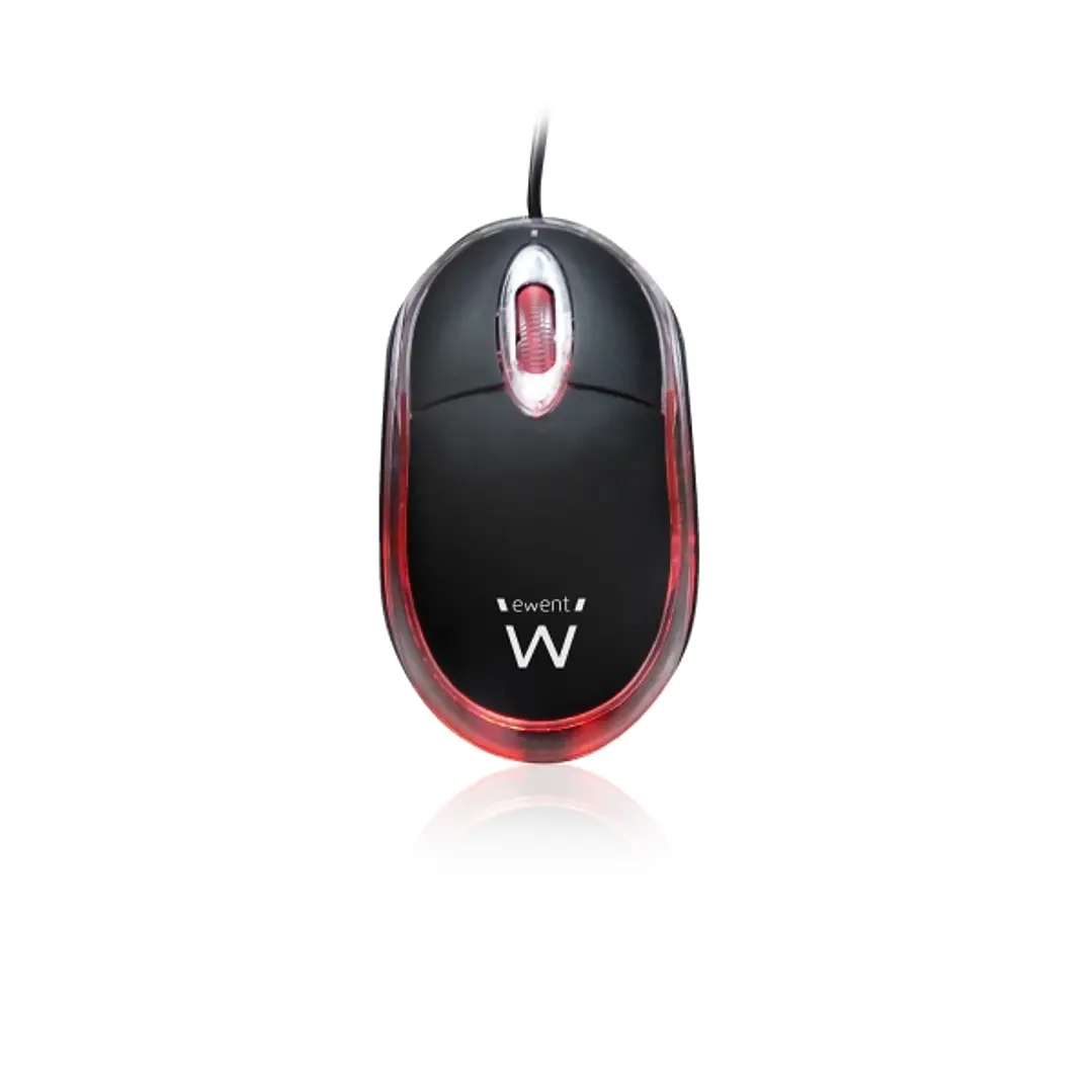Ewent Raton Minioptico USB - Mini Raton Optico USB - 1000dpi - Cable de 1.15m - Plug and Play - 3 Botones - Color Negro 1