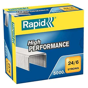Rapid Strong Caja de 5000 Grapas 24/6 - Hasta 30 Hojas - Alambre Reforzado Galvanizado - Patilla de 6mm