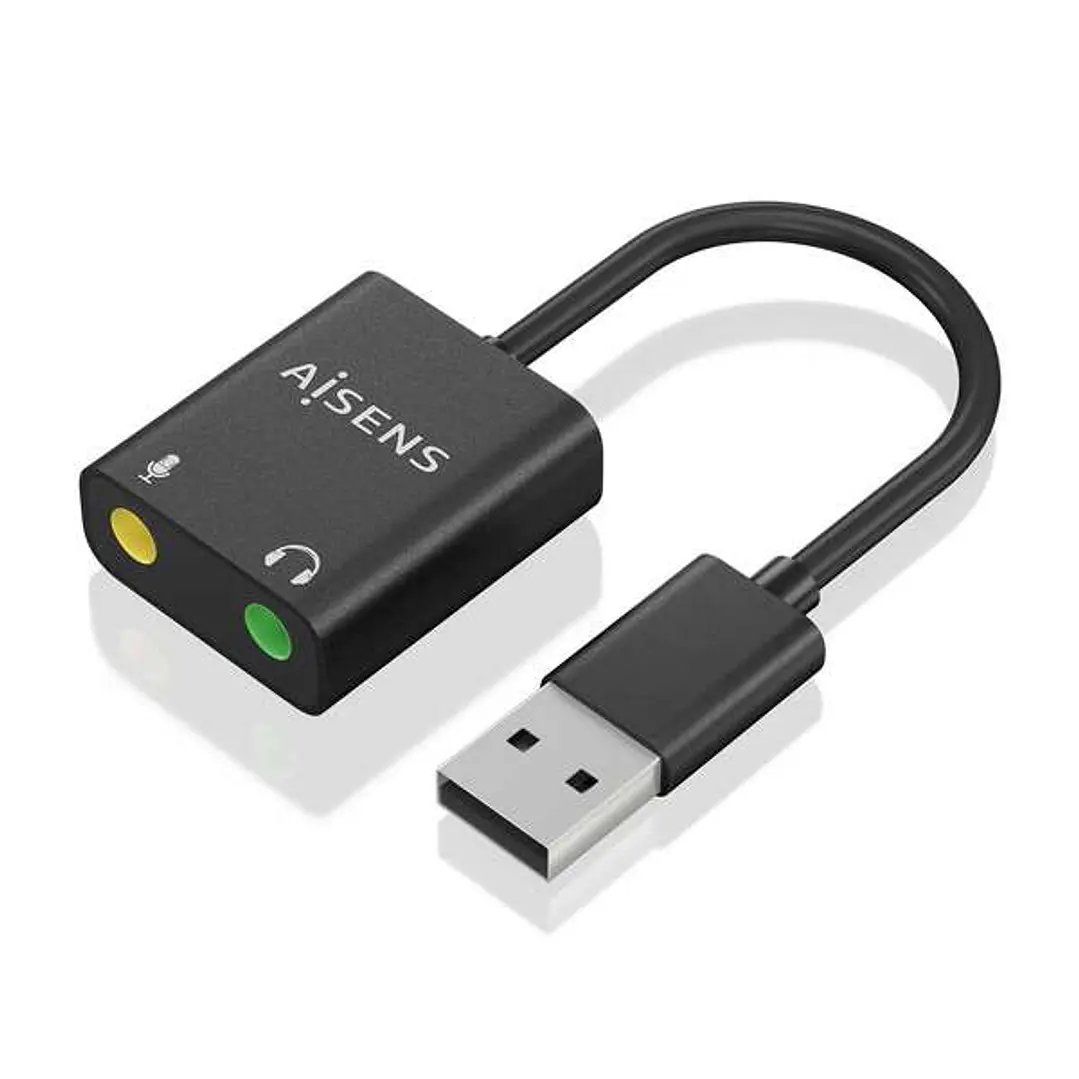 Aisens Conversor USB-A a Audio 48KHz - USB-A/M-2xJACK 3.5/H - 10cm - Color Negro 1