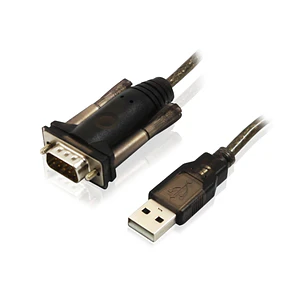 Ewent Cable Serie Modem RS232 Macho a USB Macho - Cable de 1.5m - Color Negro/Transparente